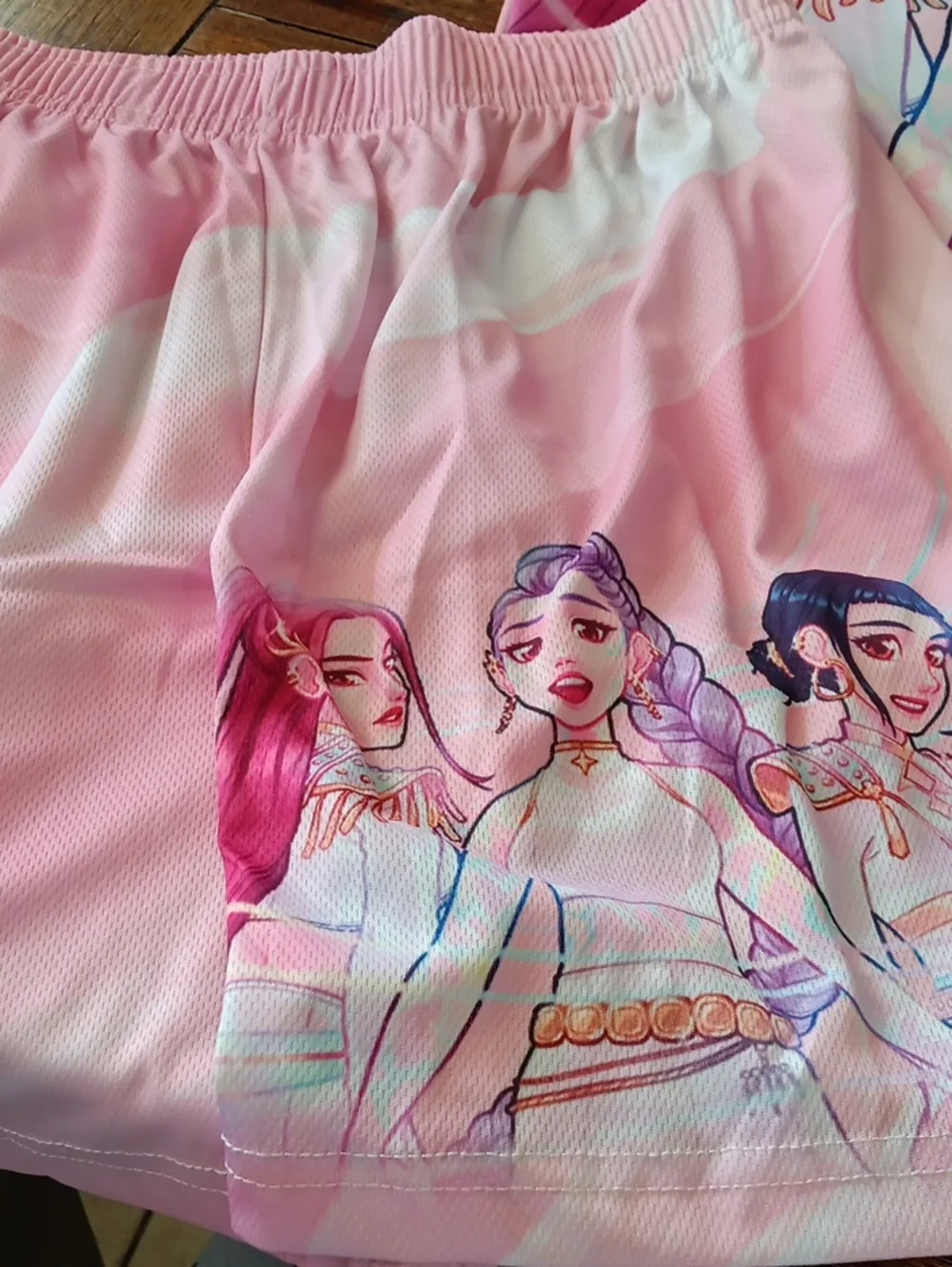 Girls' Pink Character Print Short Set - Brand Demon Hunters